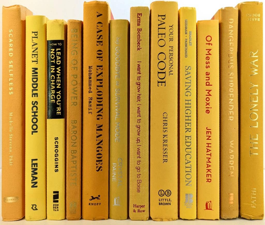 Yellow books by the foot for decor