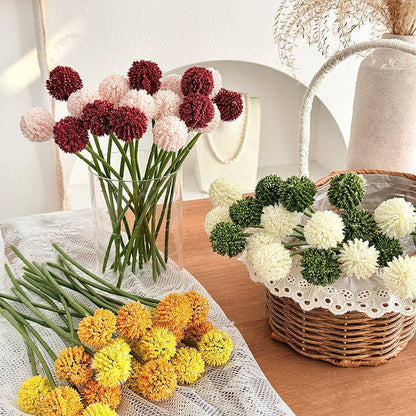 Faux Pom Pom Flower Stem Billy Ball Floral Decor