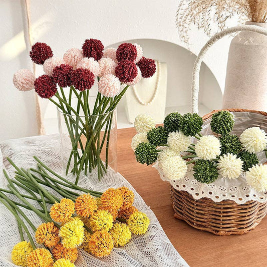 Faux Pom Pom Flower Stem Billy Ball Floral Decor