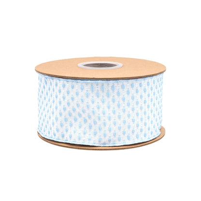 2 1/2" Wired Ribbon | Blue/White Woven | 10 Yard Roll
