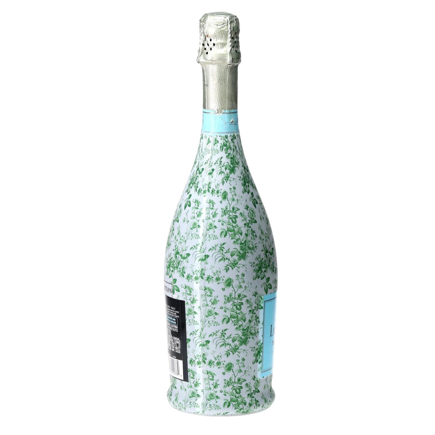 Grandmillennial Green Floral Prosecco Bottle Wrap