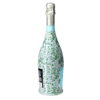 Grandmillennial Green Floral Prosecco Bottle Wrap