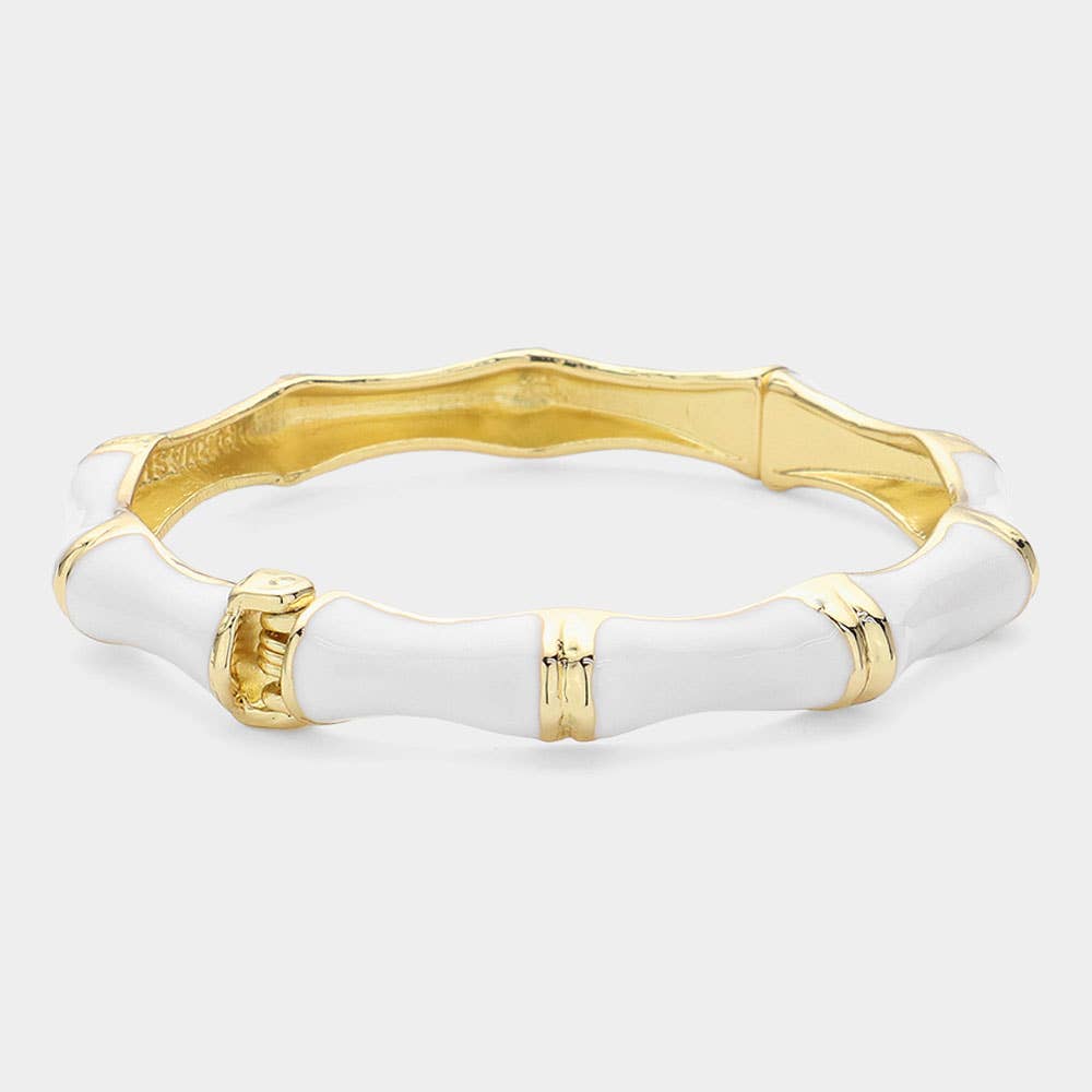 Enamel Bamboo Hinged Bangle Bracelet