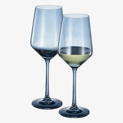 Colored Crystal Wine Glass | Set of 2 (Cloudy Blue)