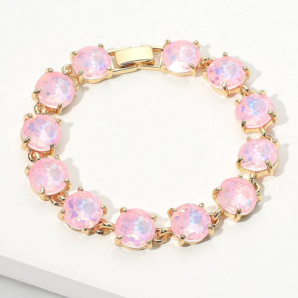 American USA Round Stone Link Evening Bracelet