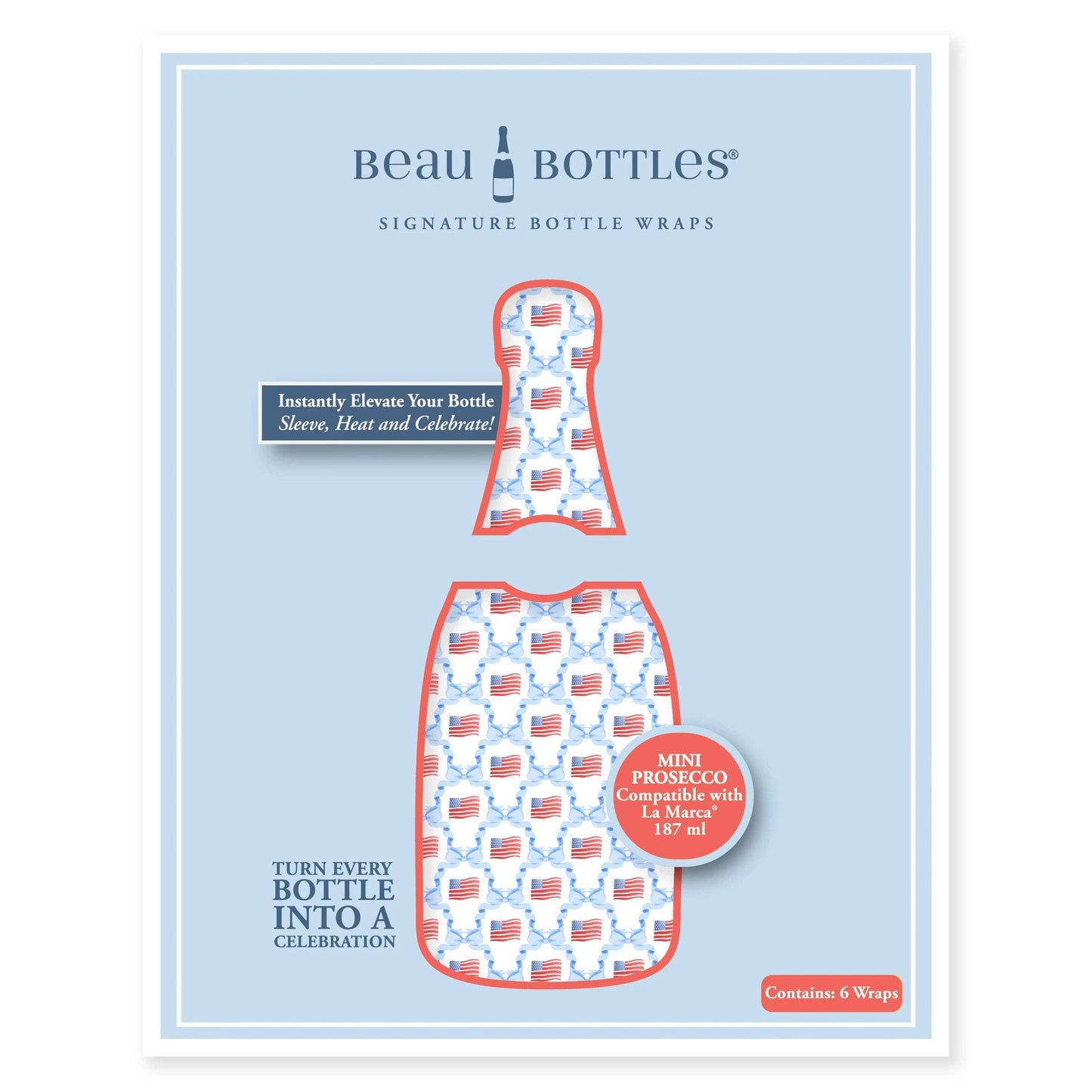 Flags & Ribbons Mini Prosecco Wraps (Set of 3)