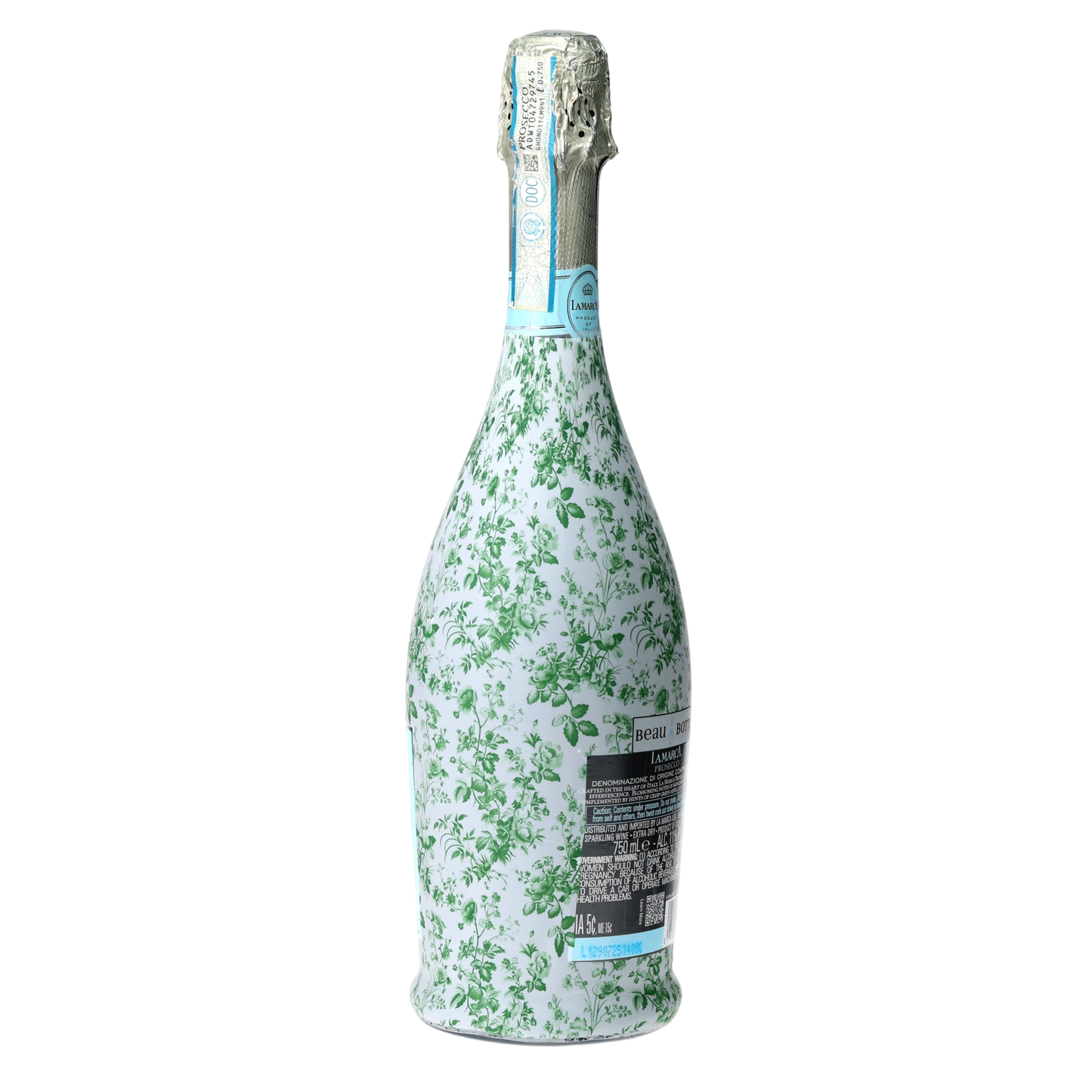 Grandmillennial Green Floral Prosecco Bottle Wrap