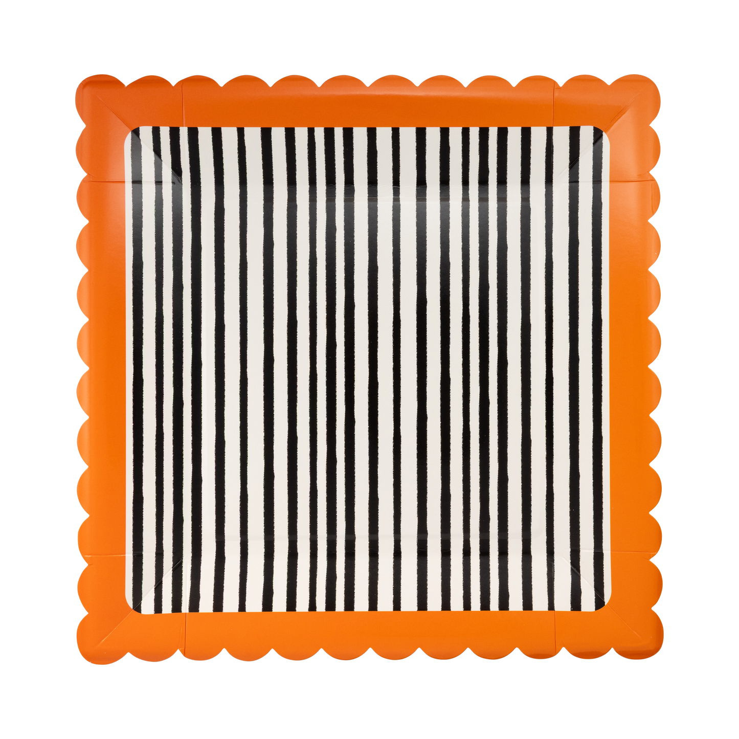 HPH1343 - Black and Cream Stripes Scalloped 10" Plate