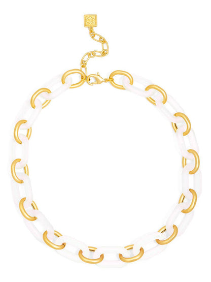 Multi-Color Resin Oval Links Collar Necklace