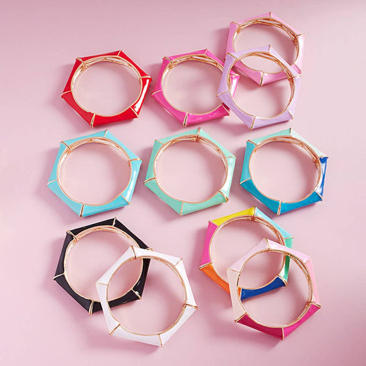 Enamel Hexagonal Stretch Bangle Bracelet
