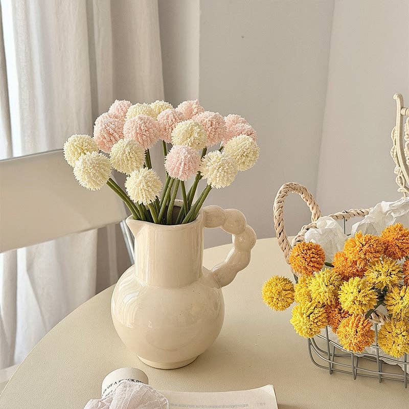 Faux Pom Pom Flower Stem Billy Ball Floral Decor