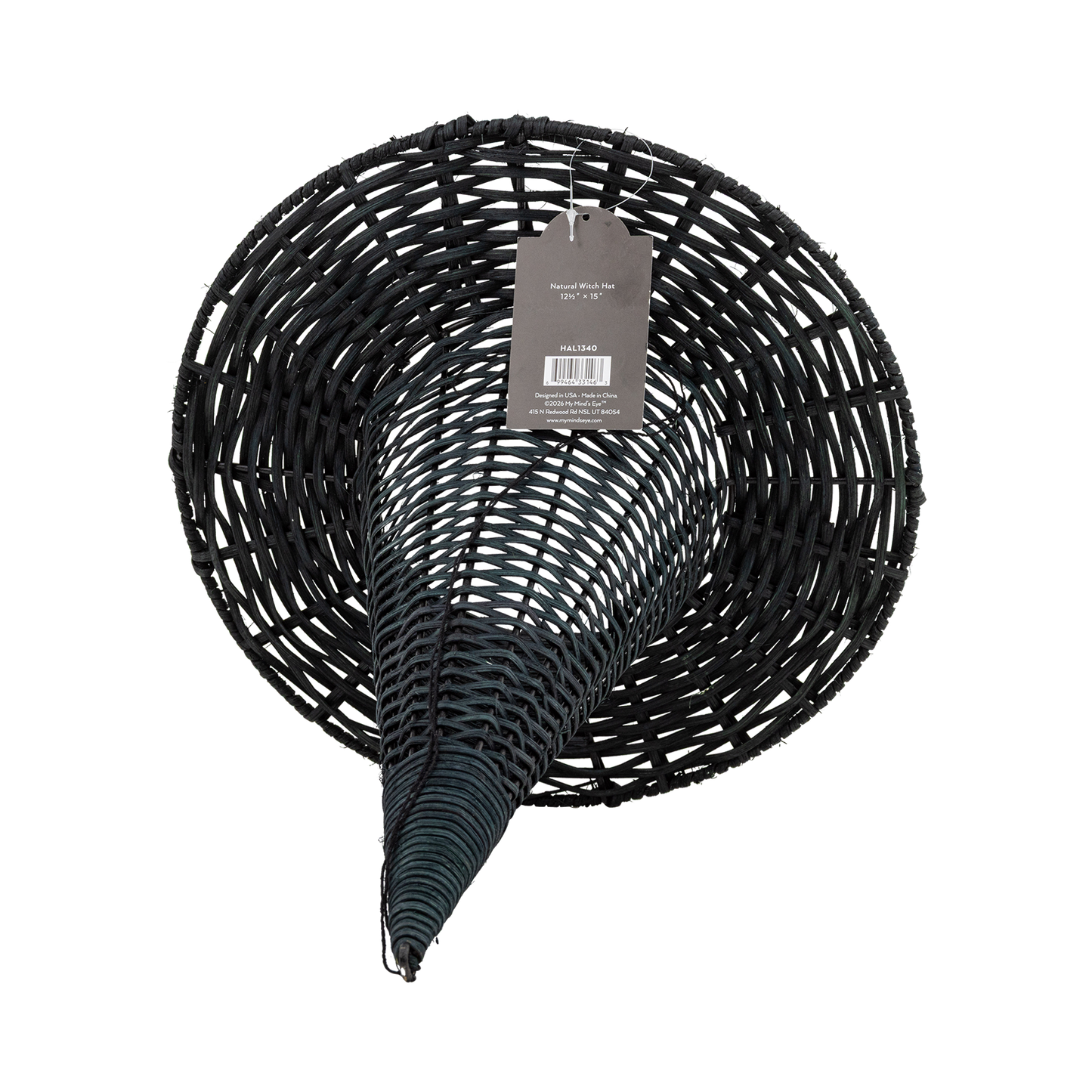 HAL1340 - Natural Rattan Witch Hat - 15"