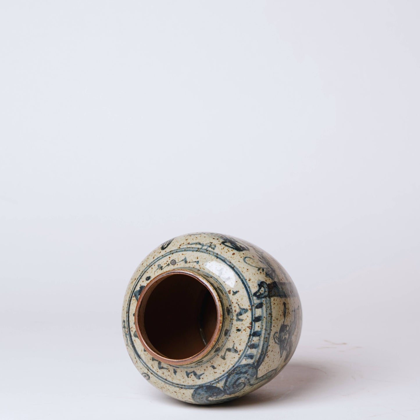 Rustic Porcelain Scholars Small Round Vase