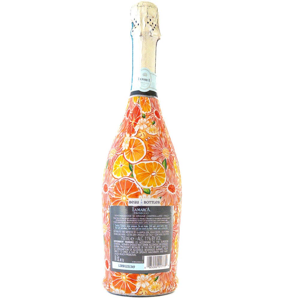 Beau Bottles Preppy Watercolor Oranges- Prosecco Collection