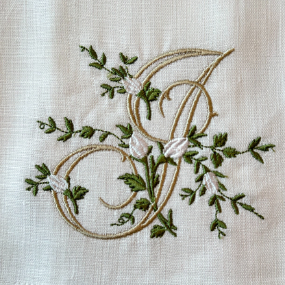 Floral Monogram Linen Towel