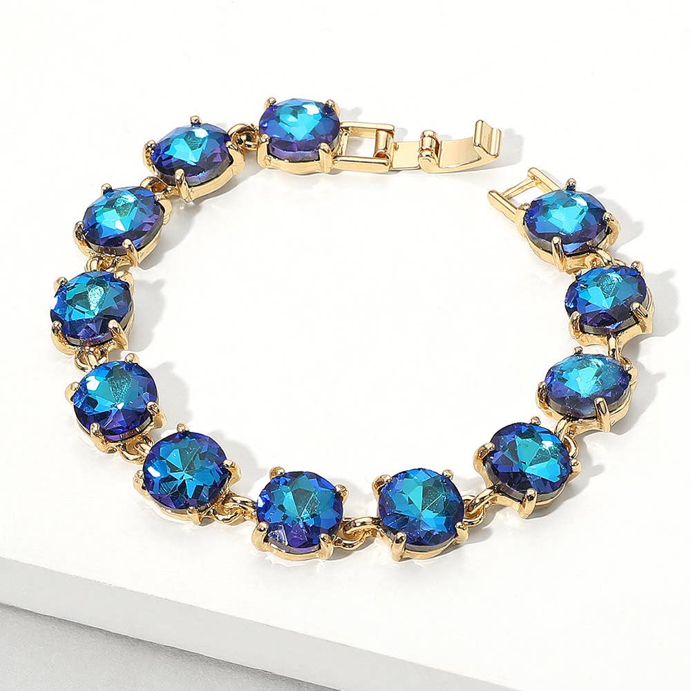 American USA Round Stone Link Evening Bracelet