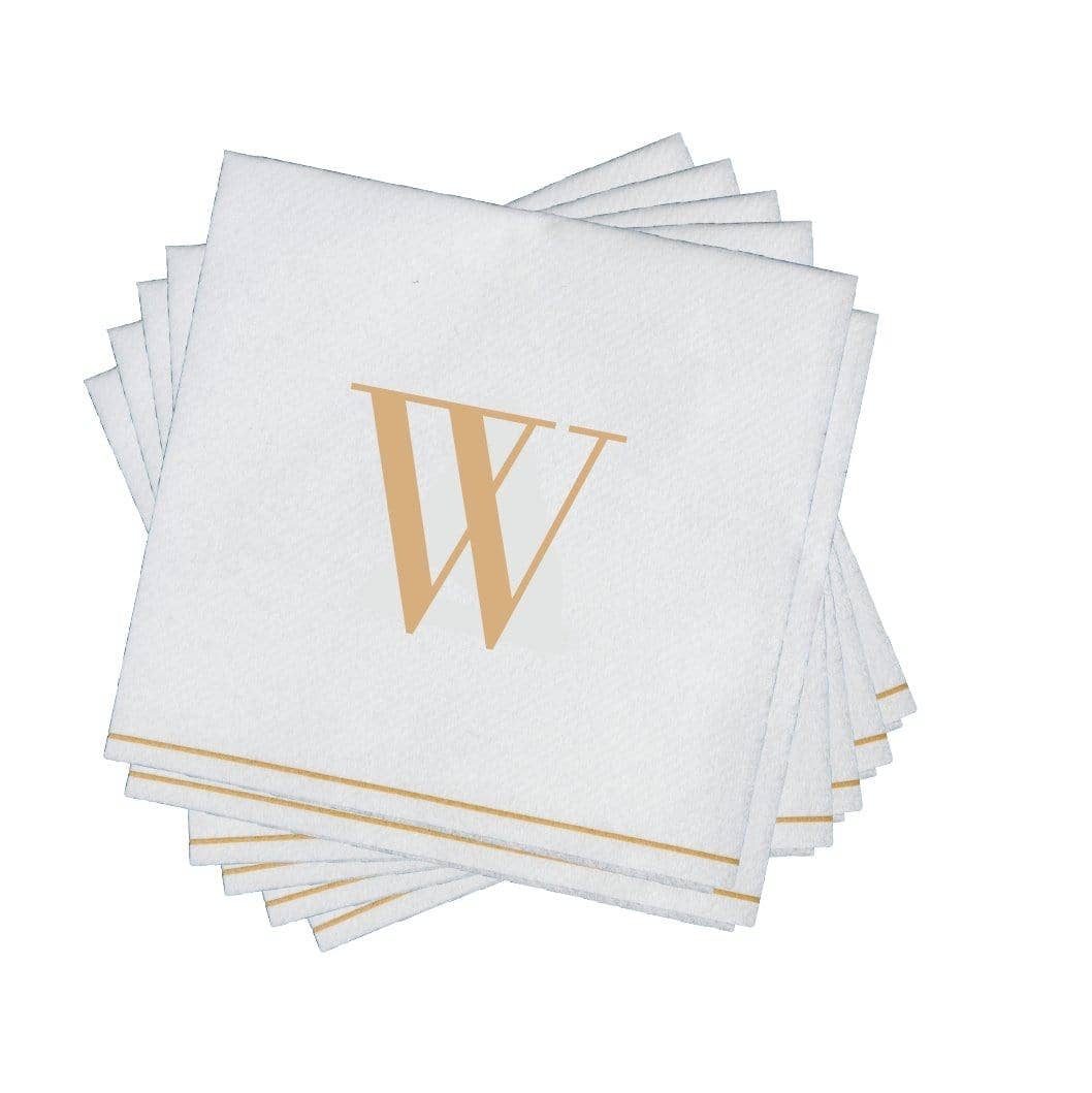 W Gold Monogram Cocktail Paper Napkins | 16 Napkins