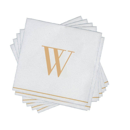 W Gold Monogram Cocktail Paper Napkins | 16 Napkins