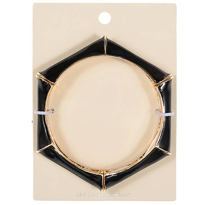 Enamel Hexagonal Stretch Bangle Bracelet