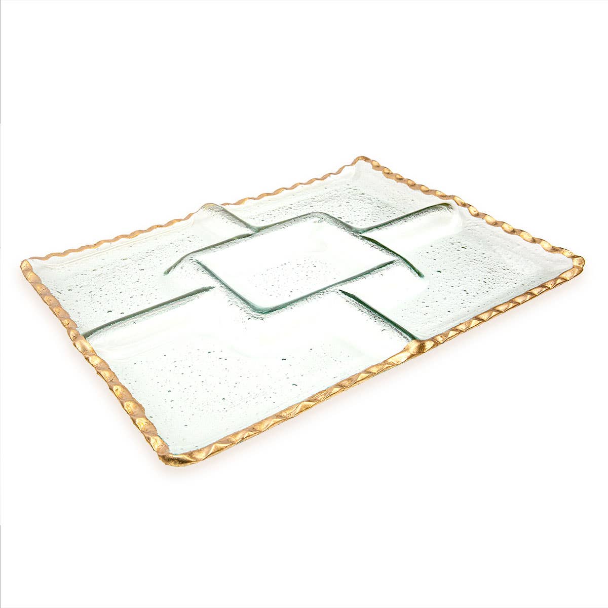 Bonaparte Chip and Dip Serving Tray   Clear/Gold   13.2x.8x10.3