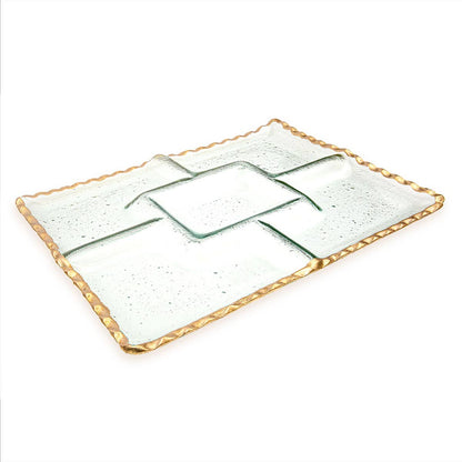 Bonaparte Chip and Dip Serving Tray   Clear/Gold   13.2x.8x10.3