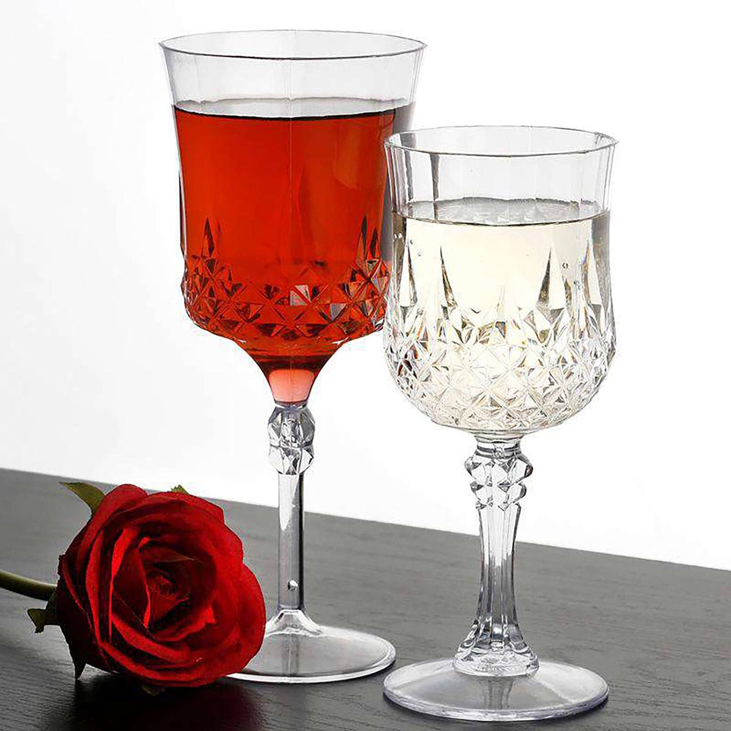 11 oz. Crystal Cut Plastic Wine Goblets - 4 Goblets
