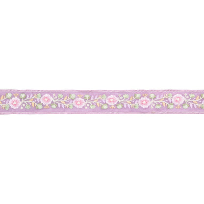 1 1/2" Wired Dupioni Ribbon | Lavender Flower Trim | 5 Yard Roll