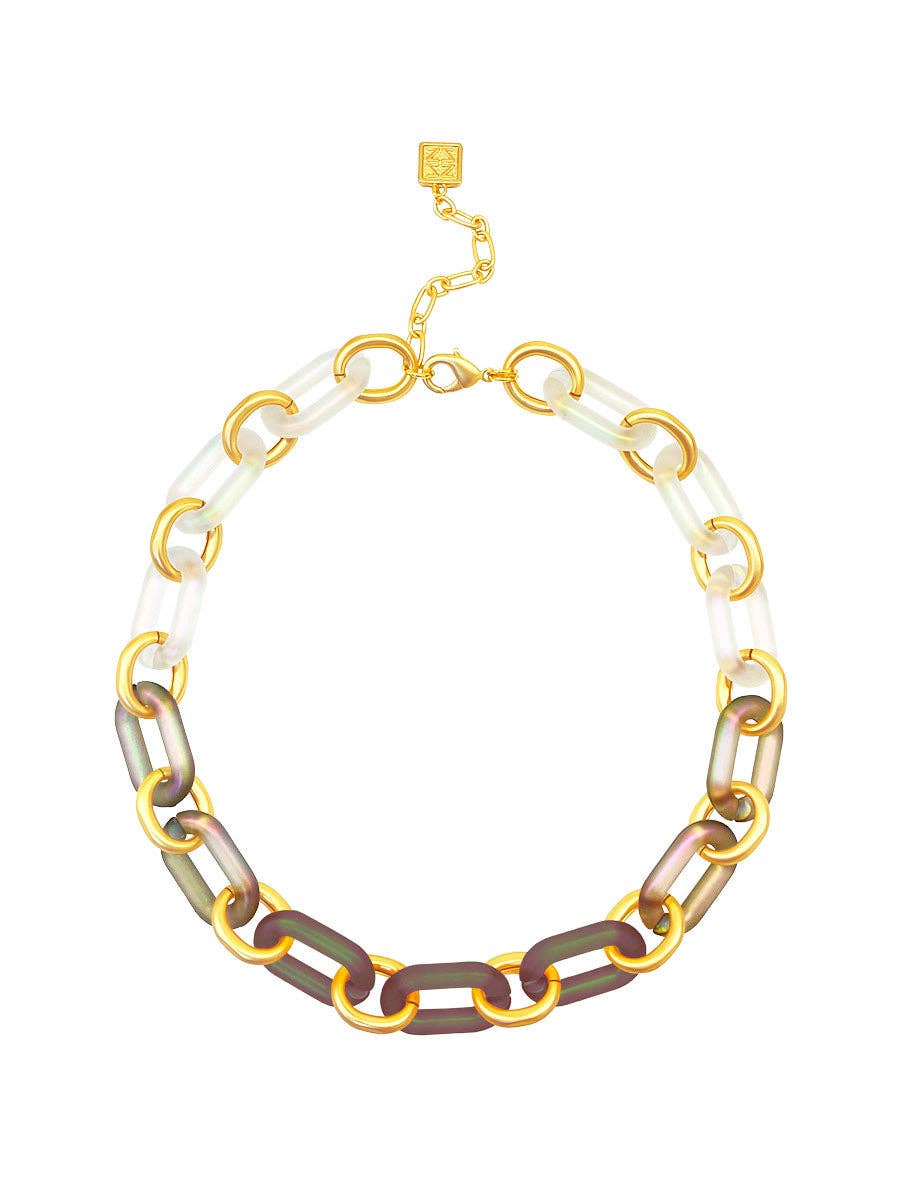 Multi-Color Resin Oval Links Collar Necklace
