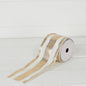 R32957-Wired Ribbon-Fabric-Gold and Cream Strips (4inW)