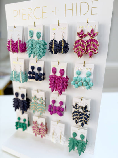 Custom Fuchsia Beaded Bauble Drop Earring
