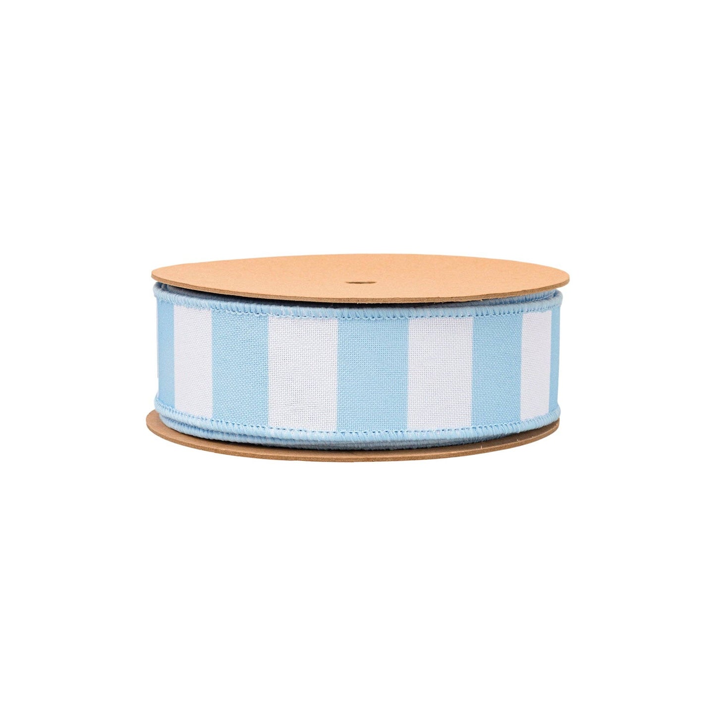 1 1/2" Wired Ribbon | Light Blue Horizontal Stripe w/ Blue Backing| 10 Yard Roll
