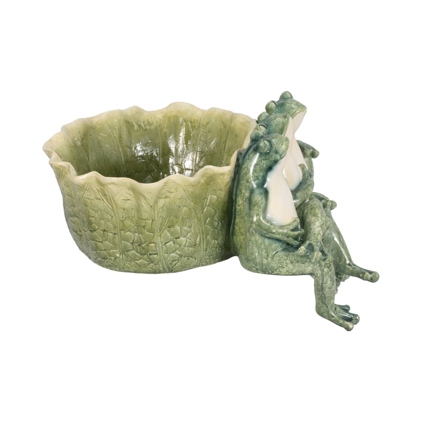 Decorative Planter - Green Resin Three Sitting Frogs, 10 in.