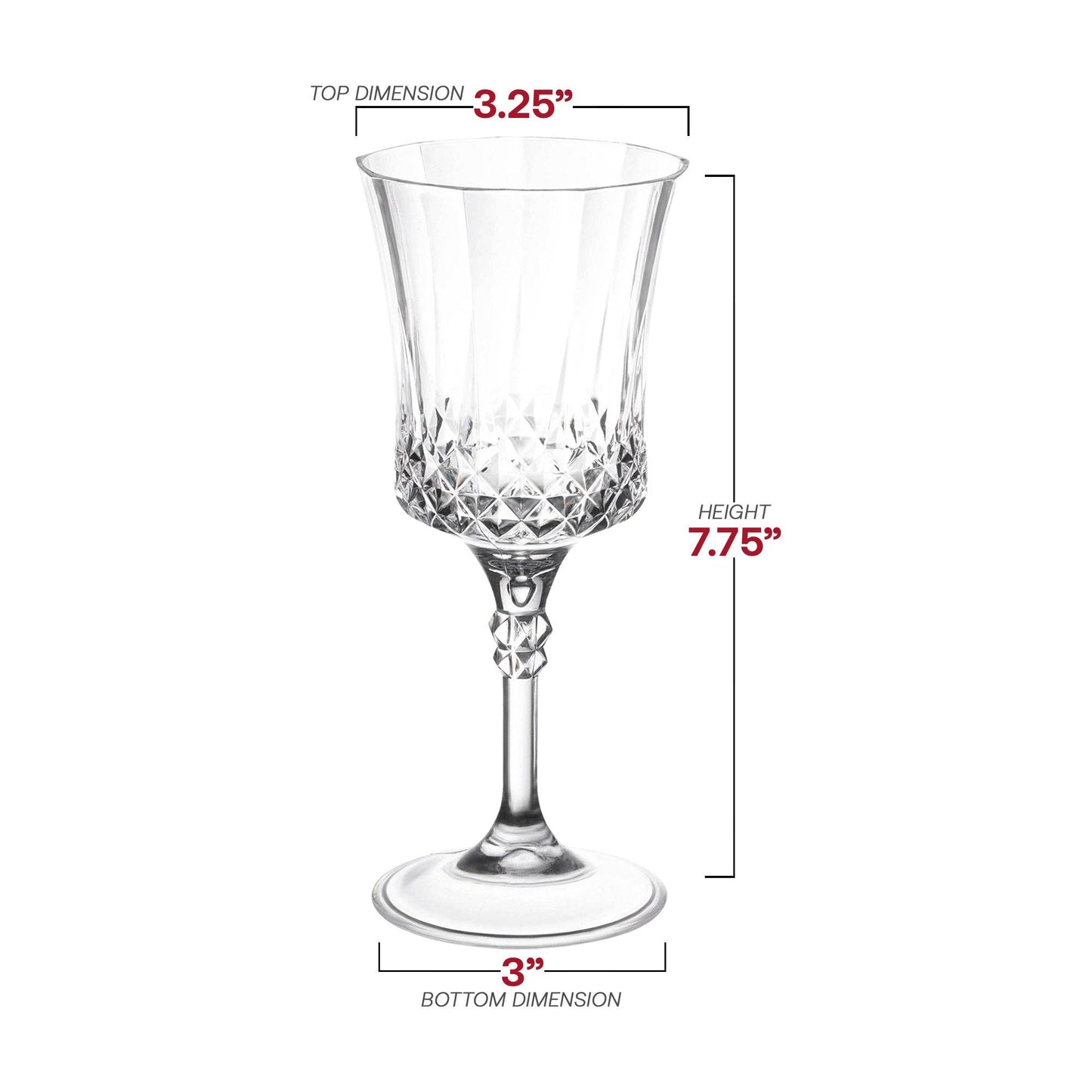 11 oz. Crystal Cut Plastic Wine Goblets - 4 Goblets