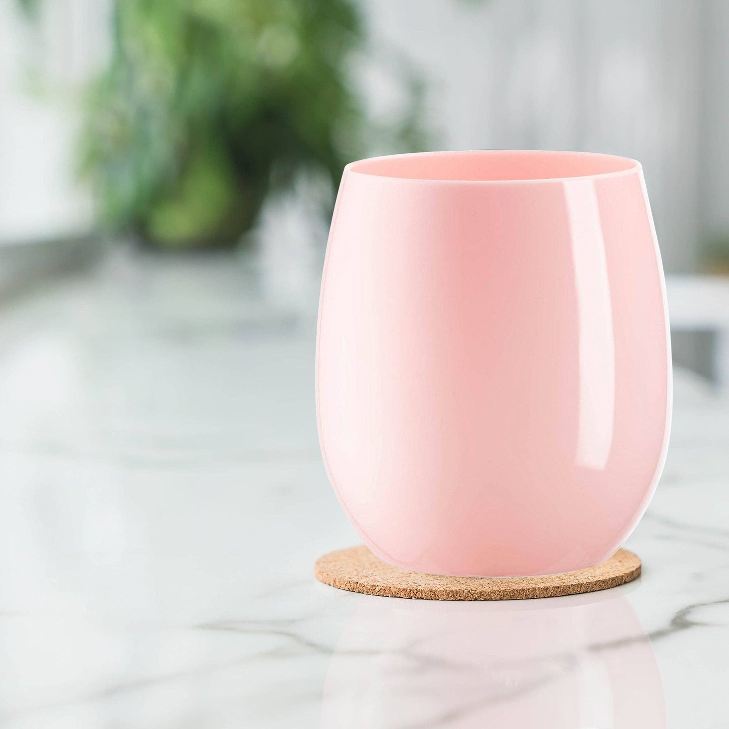12 oz. Pink Elegant Stemless Plastic Wine Glasses - 16 pcs