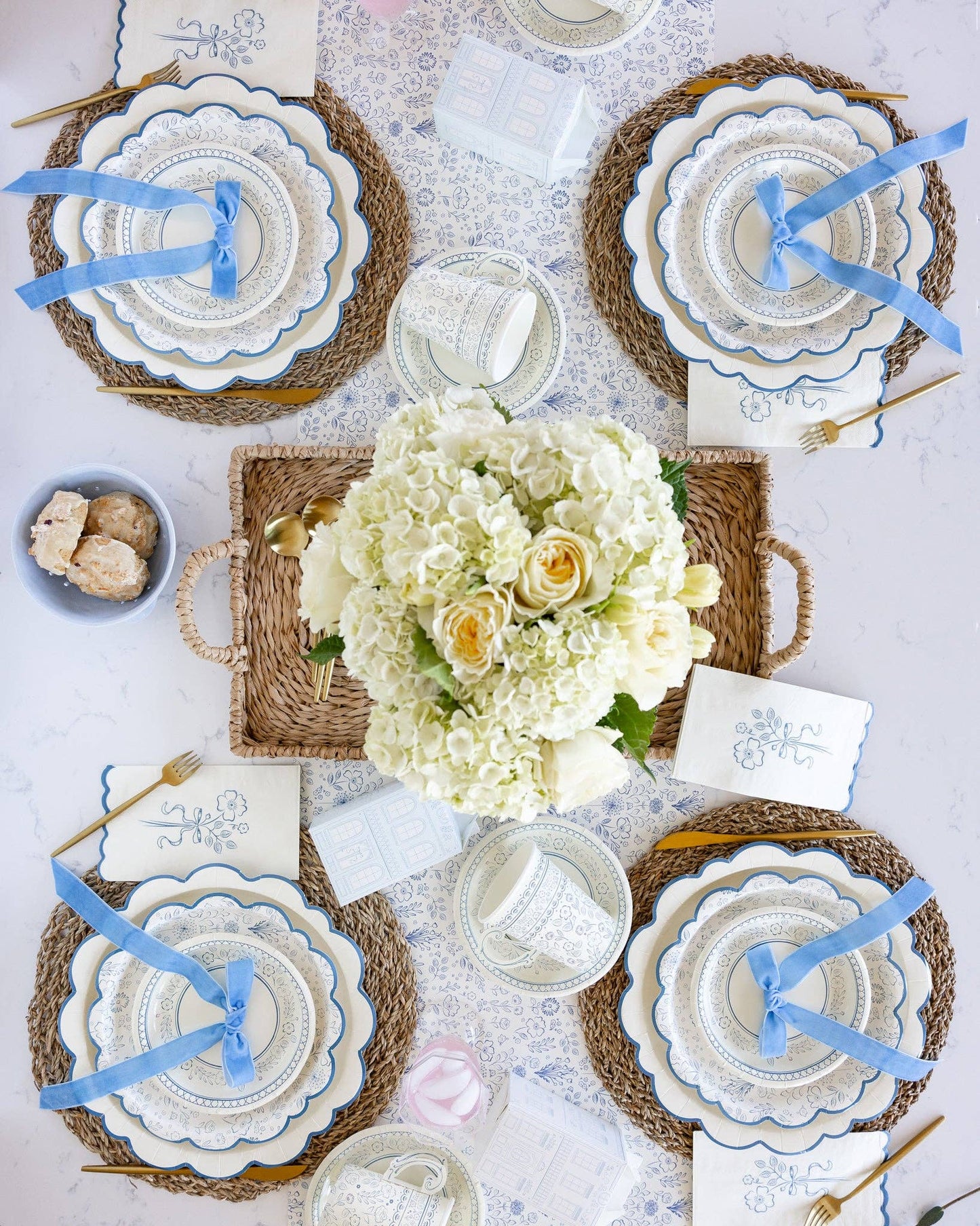 PEM1042 - Pembroke Cream with Blue Edge 12" Paper Plate