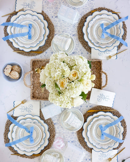 PEM1042 - Pembroke Cream with Blue Edge 12" Paper Plate