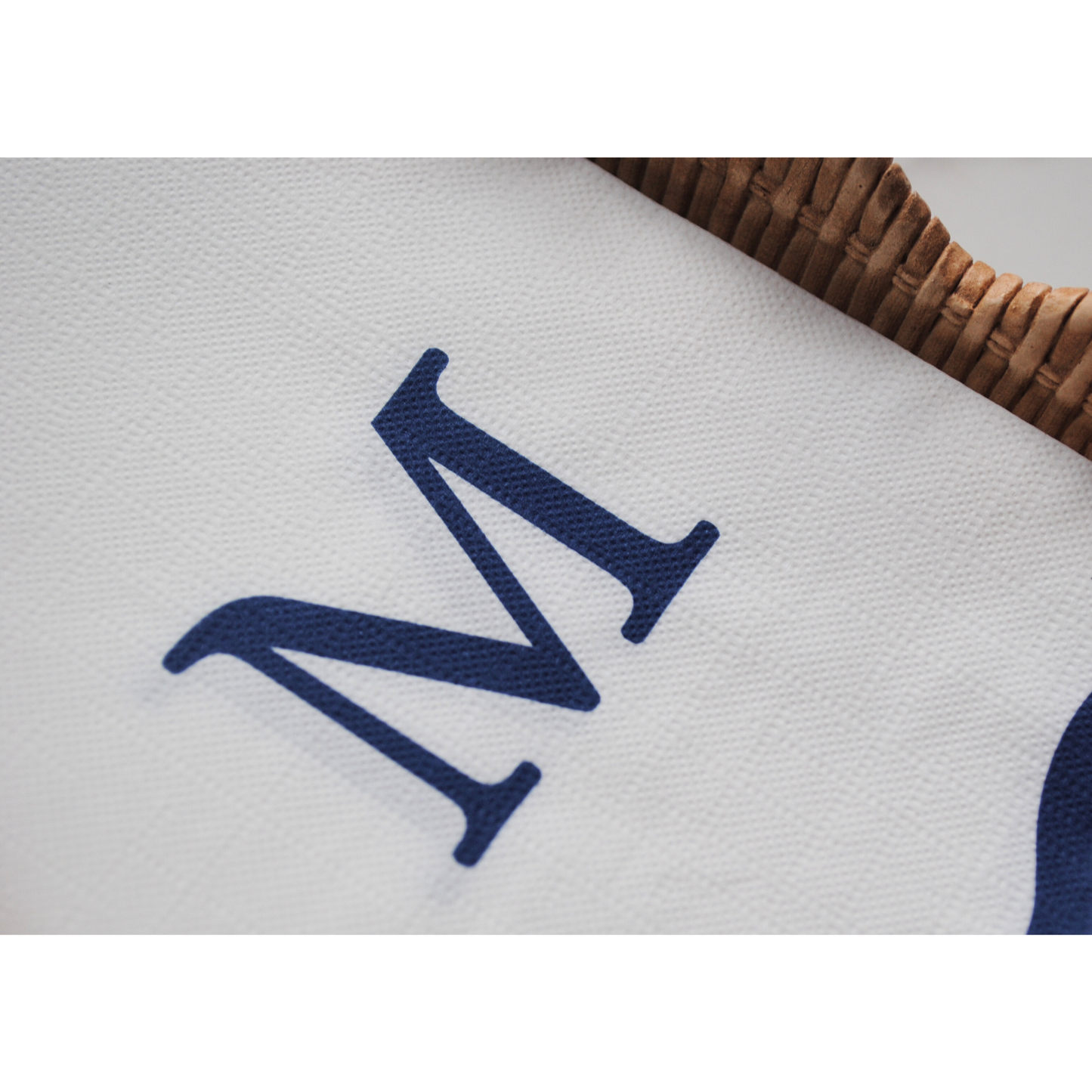 Letter “M” Initials Monogram Paper Napkins - Blue and White Scalloped