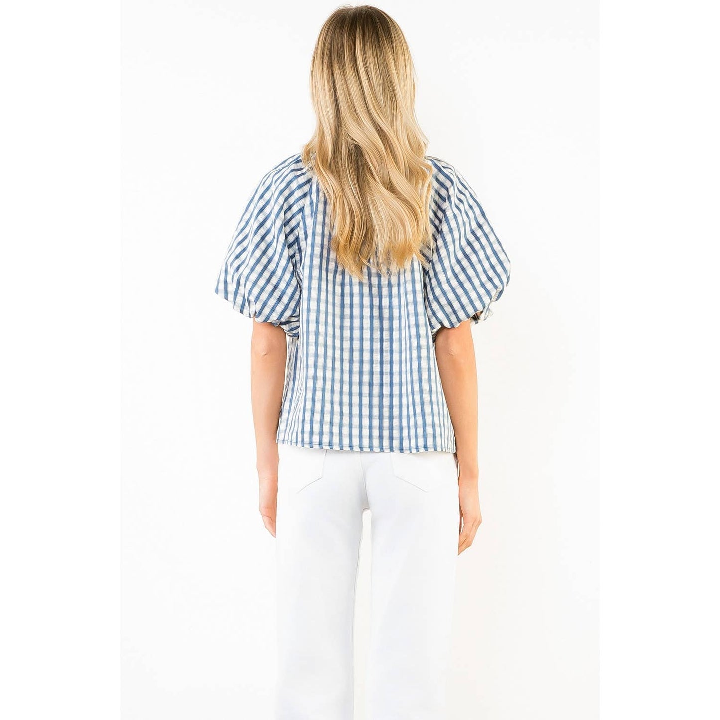 Gingham Puff Sleeve Top