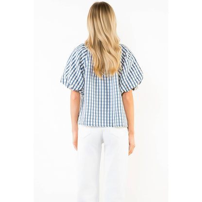 Gingham Puff Sleeve Top