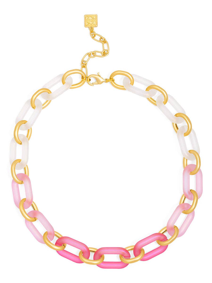 Multi-Color Resin Oval Links Collar Necklace