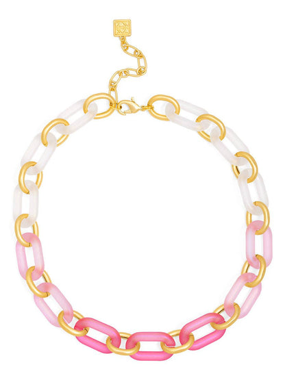 Multi-Color Resin Oval Links Collar Necklace
