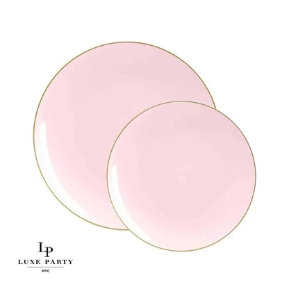 Blush Pink and Gold Round Plastic Plates | 10 Pack