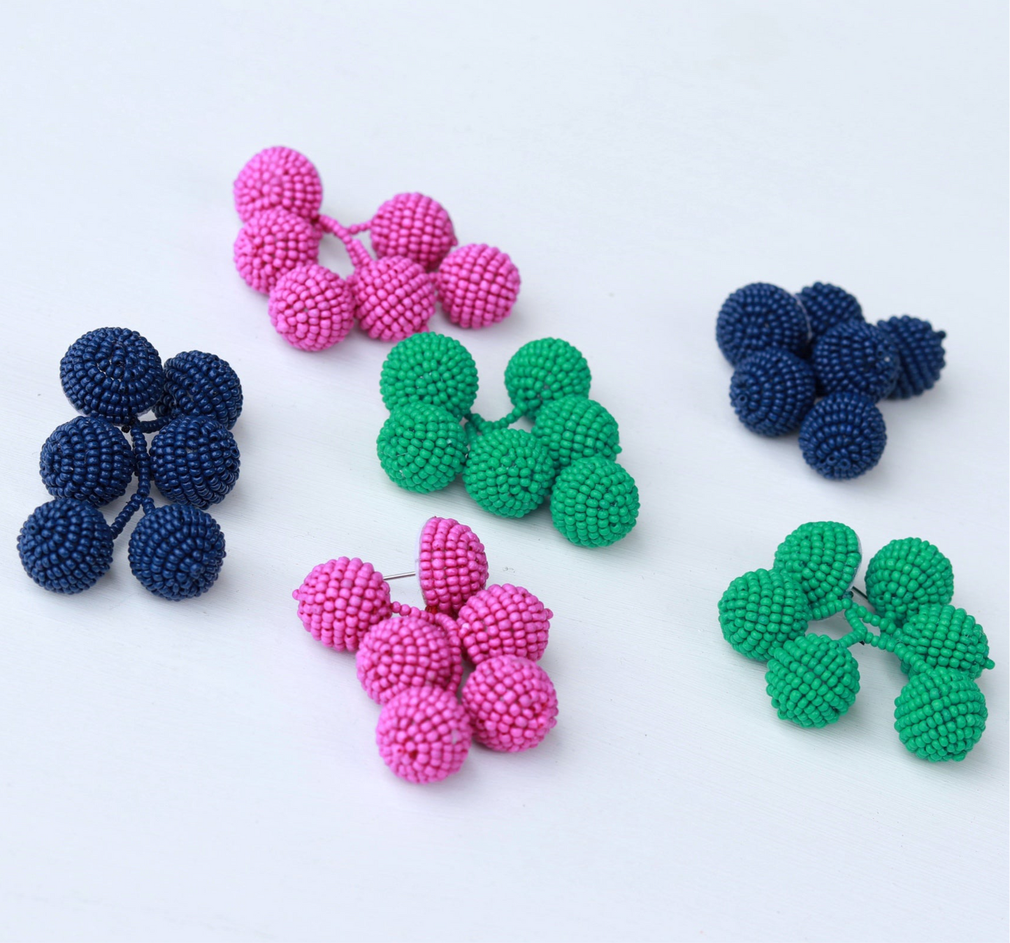 Custom Navy Beaded Bauble Drop Earring