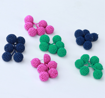 Custom Navy Beaded Bauble Drop Earring