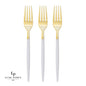Chic Round Clear and Gold Forks | 32 Pieces