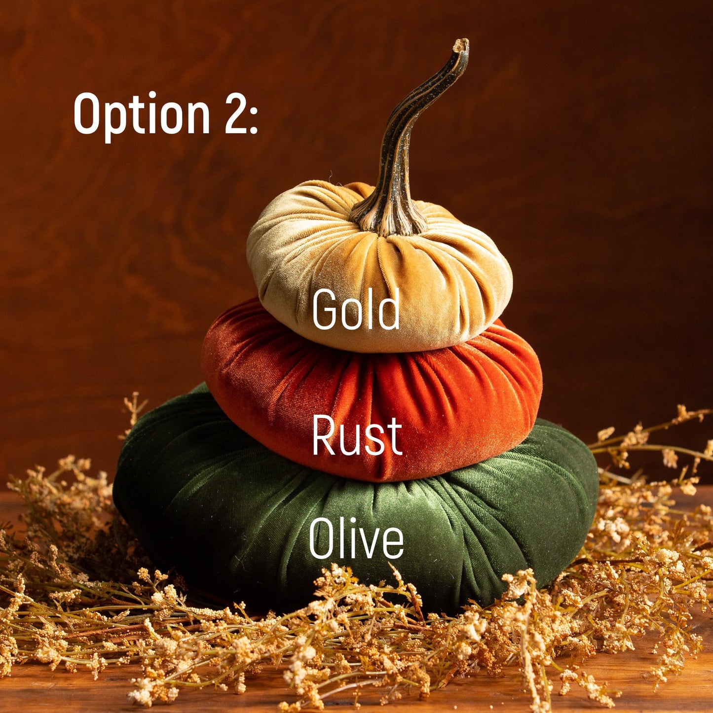 Velvet Pumpkin Stack, Thanksgiving centerpiece