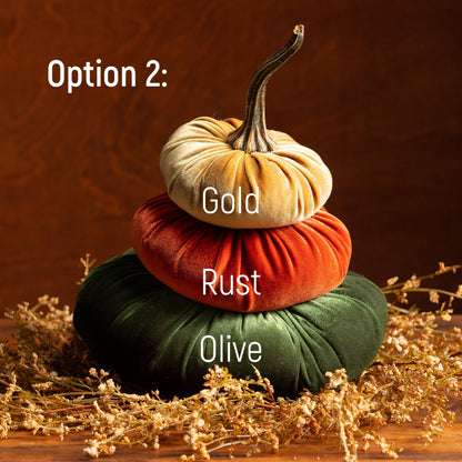 Velvet Pumpkin Stack, Thanksgiving centerpiece