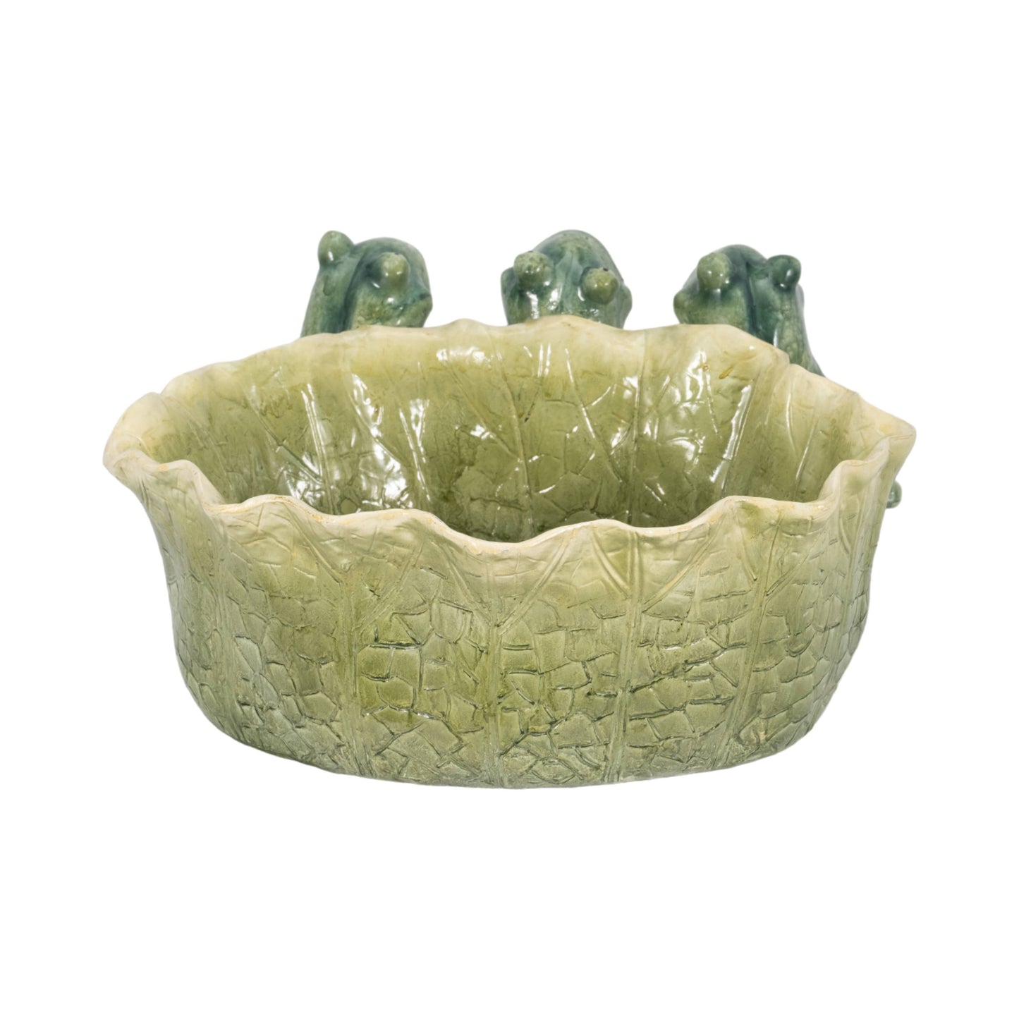 Decorative Planter - Green Resin Three Sitting Frogs, 10 in.