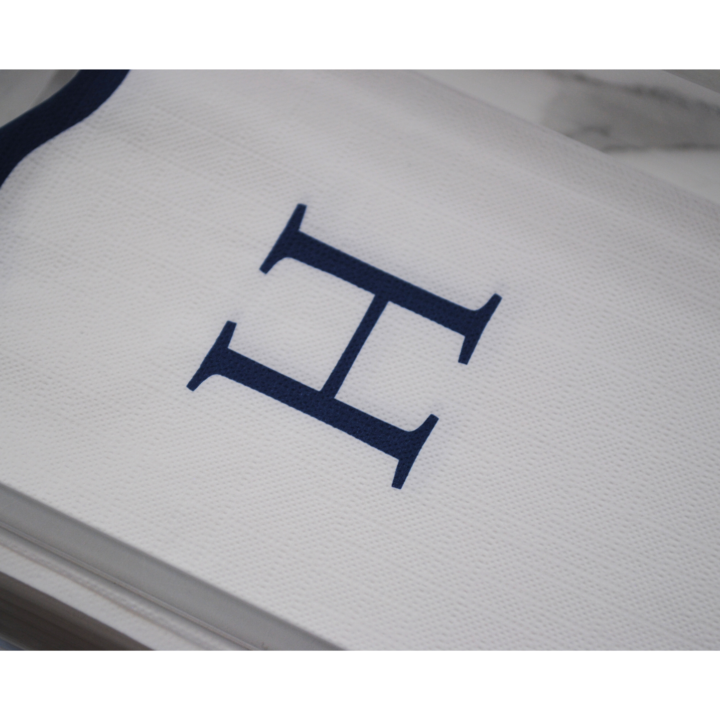 Letter “H” Initials Monogram Paper Napkins - Blue and White Scalloped