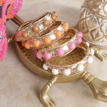 Eternity Statement Bangle Gold Tone Red Blue Brown Green Black Pearl